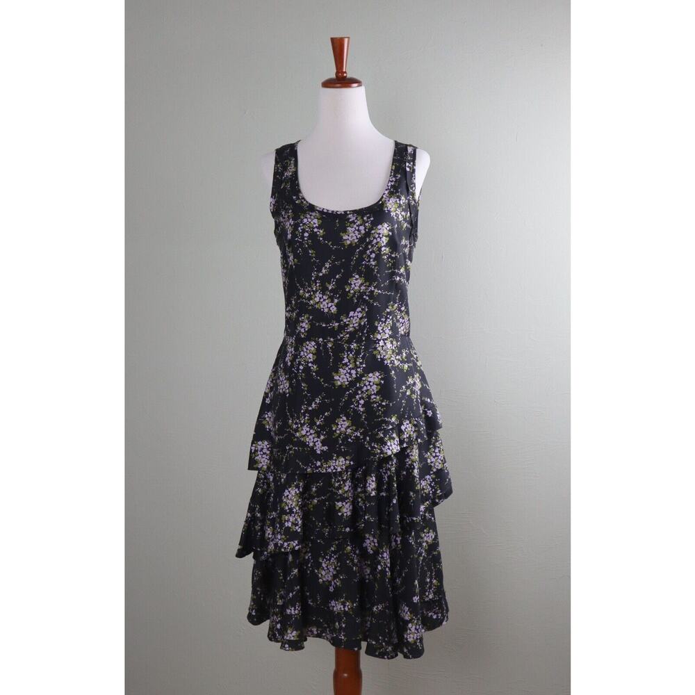 MICHAEL KORS COLLECTION $1870 Floral Tiered Ruffle 100% Silk Dress Size 4